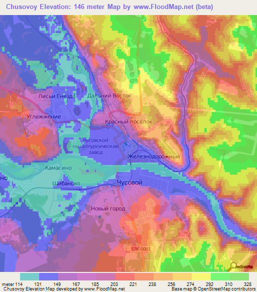 Chusovoy,Russia Elevation Map