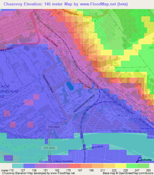 Chusovoy,Russia Elevation Map