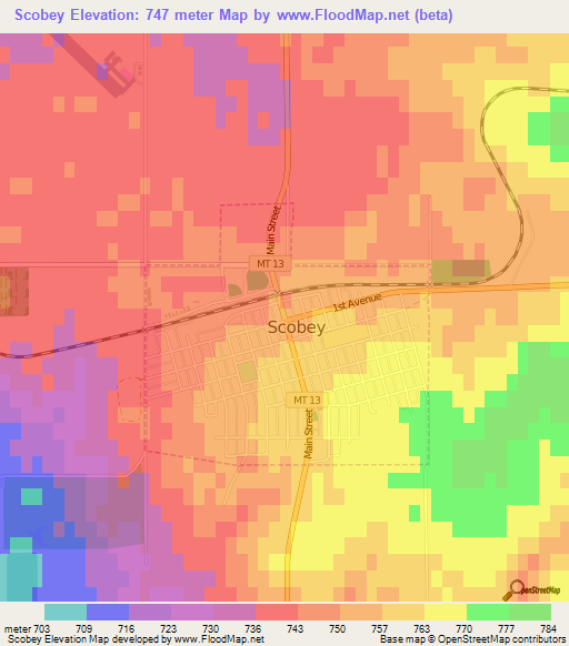 Scobey,US Elevation Map