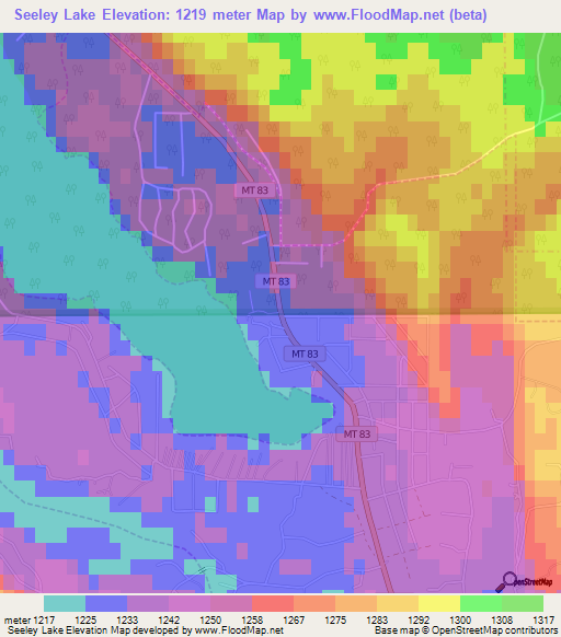 Seeley Lake,US Elevation Map