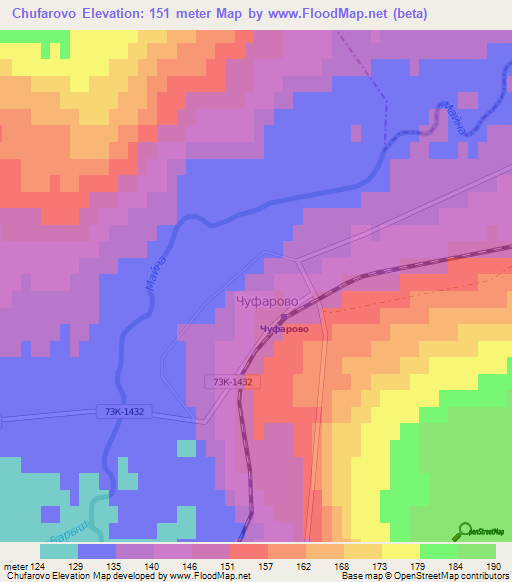 Chufarovo,Russia Elevation Map