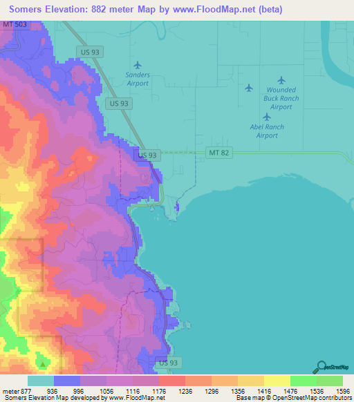 Somers,US Elevation Map