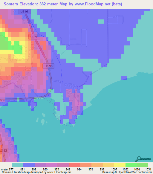 Somers,US Elevation Map