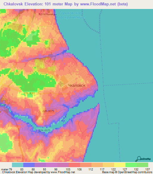 Chkalovsk,Russia Elevation Map