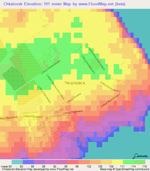 Chkalovsk,Russia Elevation Map