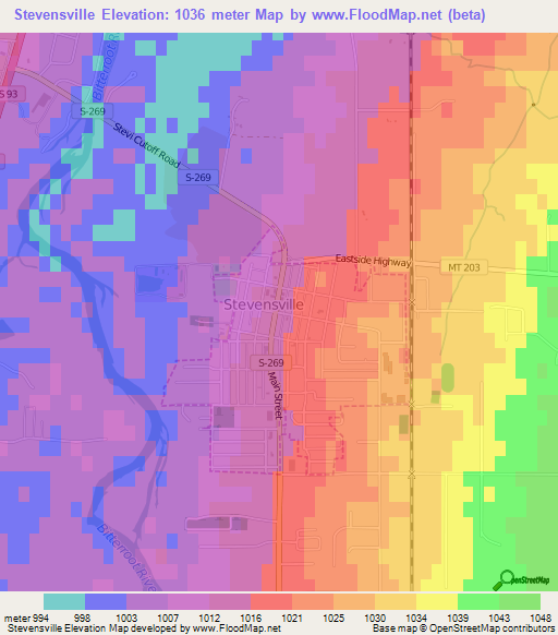 Stevensville,US Elevation Map