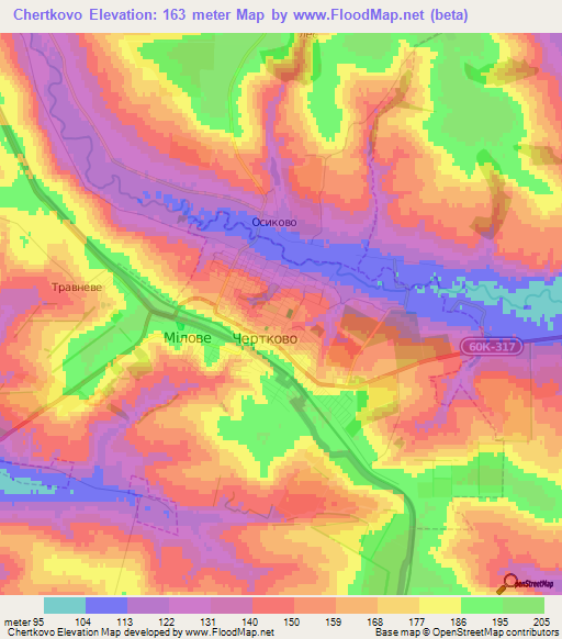 Chertkovo,Russia Elevation Map