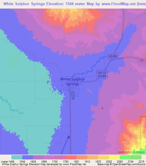 White Sulphur Springs,US Elevation Map