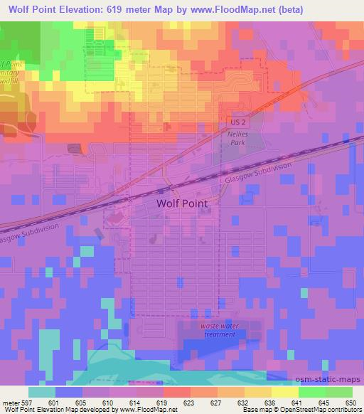 Elevation of Wolf Point,US Elevation Map, Topography, Contour