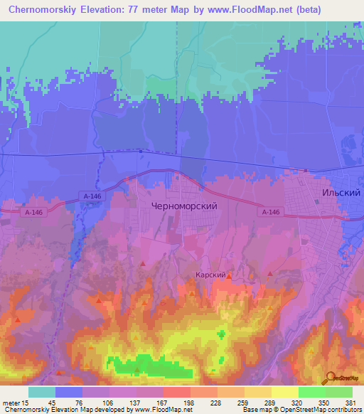 Chernomorskiy,Russia Elevation Map