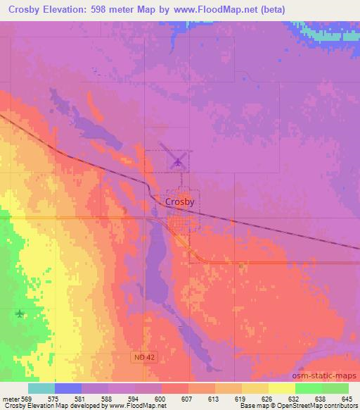 Crosby,US Elevation Map