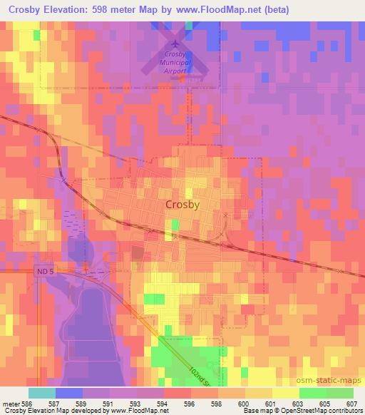 Crosby,US Elevation Map