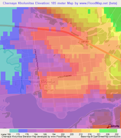 Chernaya Kholunitsa,Russia Elevation Map