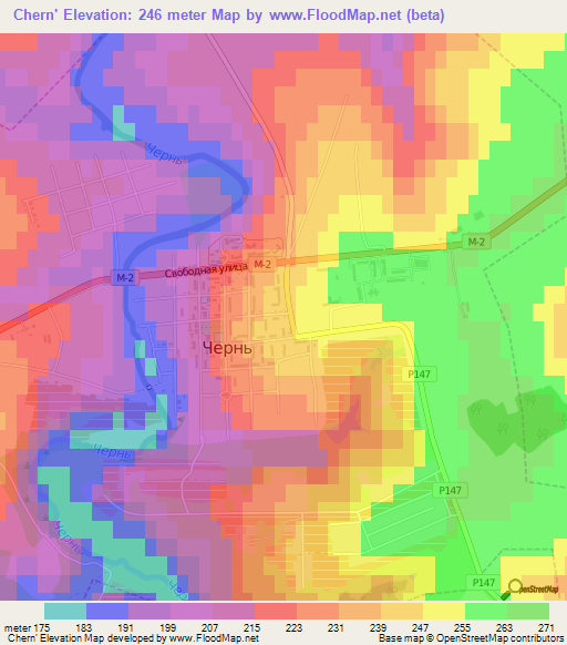 Chern',Russia Elevation Map