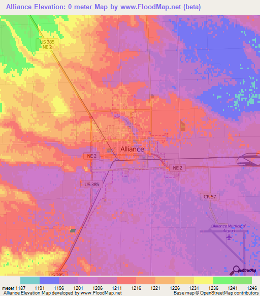 Alliance,US Elevation Map