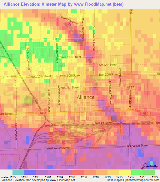 Alliance,US Elevation Map