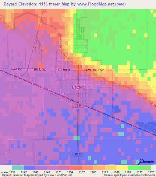 Bayard,US Elevation Map