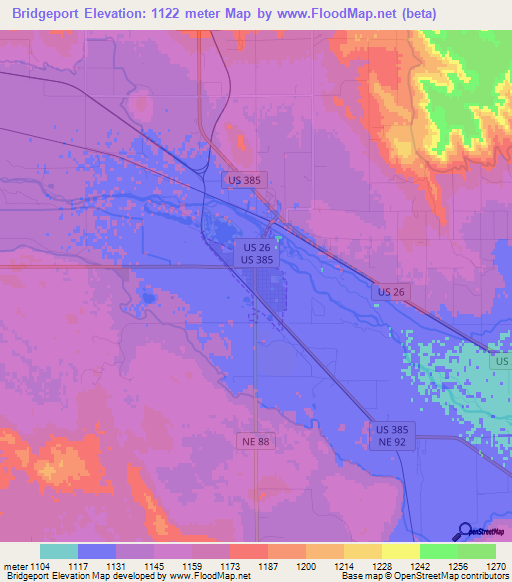 Bridgeport,US Elevation Map