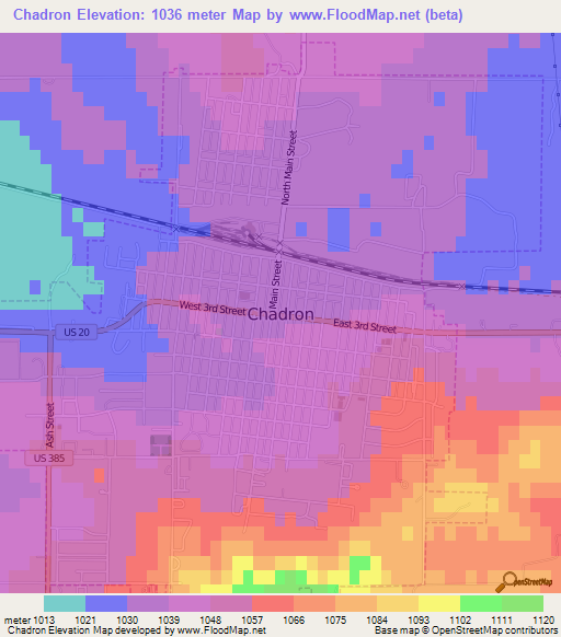 Chadron,US Elevation Map