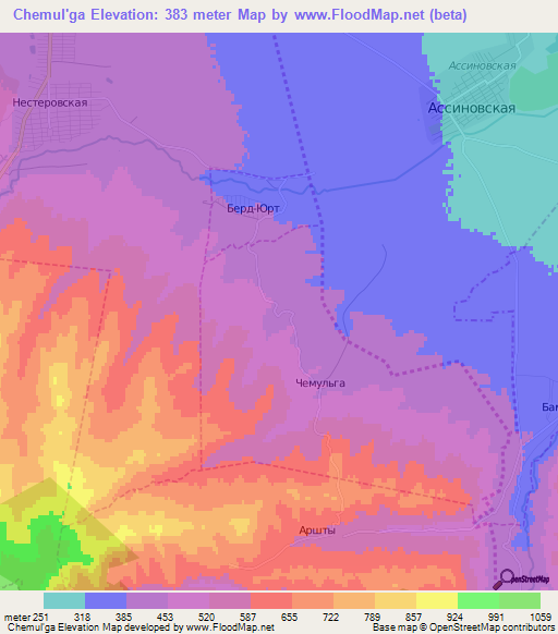 Chemul'ga,Russia Elevation Map