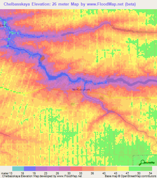 Chelbasskaya,Russia Elevation Map