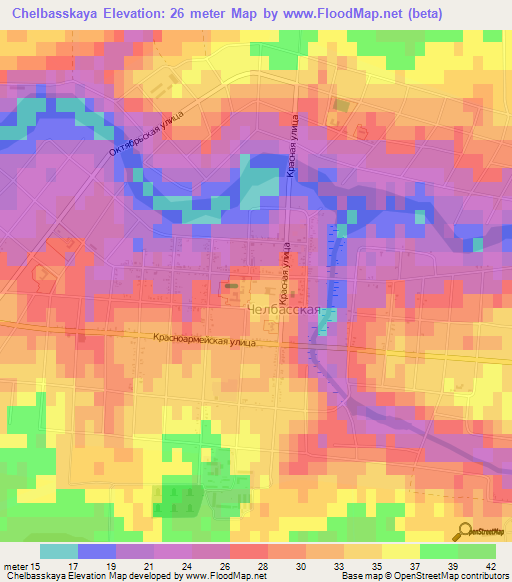 Chelbasskaya,Russia Elevation Map