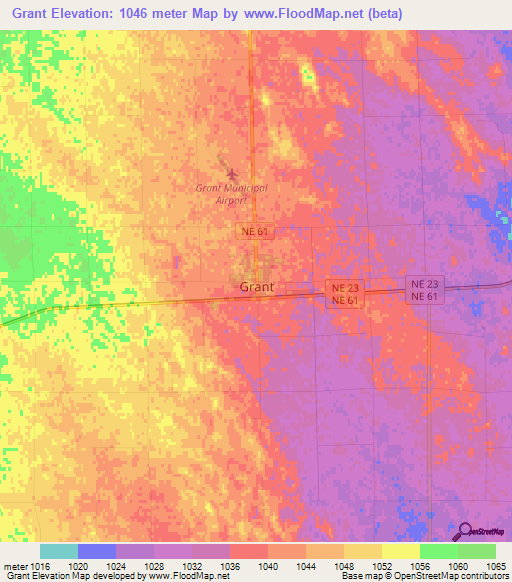 Grant,US Elevation Map