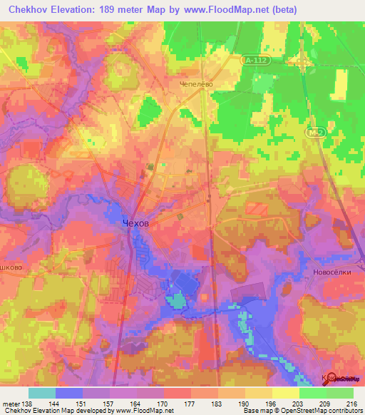 Chekhov,Russia Elevation Map