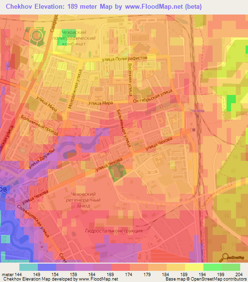 Chekhov,Russia Elevation Map