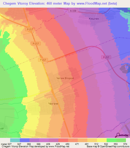 Chegem Vtoroy,Russia Elevation Map