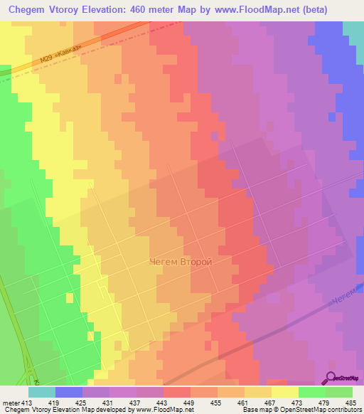 Chegem Vtoroy,Russia Elevation Map