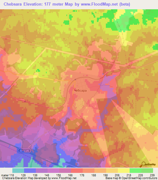 Chebsara,Russia Elevation Map