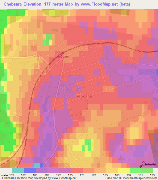 Chebsara,Russia Elevation Map