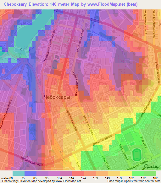 Cheboksary,Russia Elevation Map