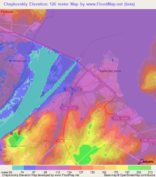 Chaykovskiy,Russia Elevation Map