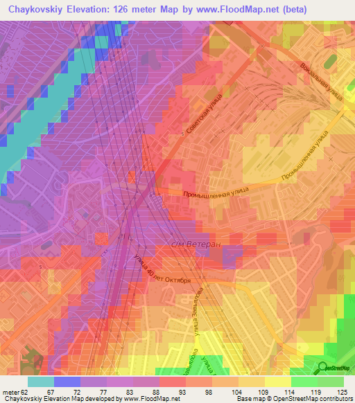 Chaykovskiy,Russia Elevation Map