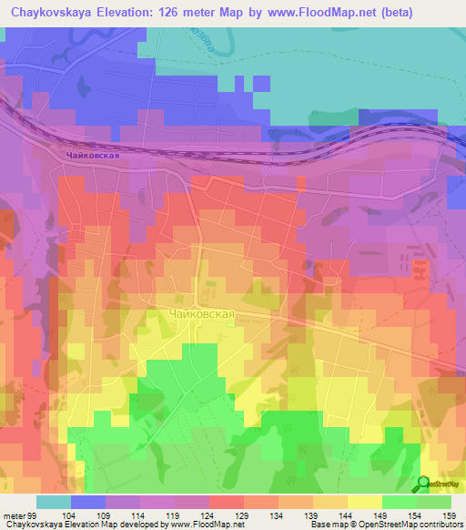 Chaykovskaya,Russia Elevation Map