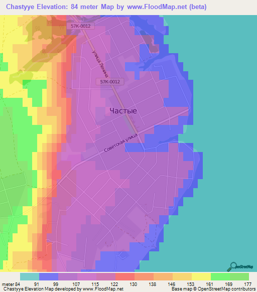 Chastyye,Russia Elevation Map