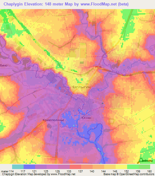 Chaplygin,Russia Elevation Map