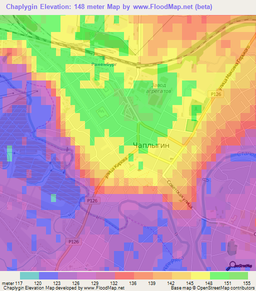 Chaplygin,Russia Elevation Map