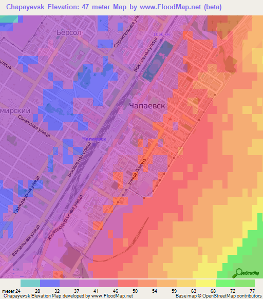 Chapayevsk,Russia Elevation Map