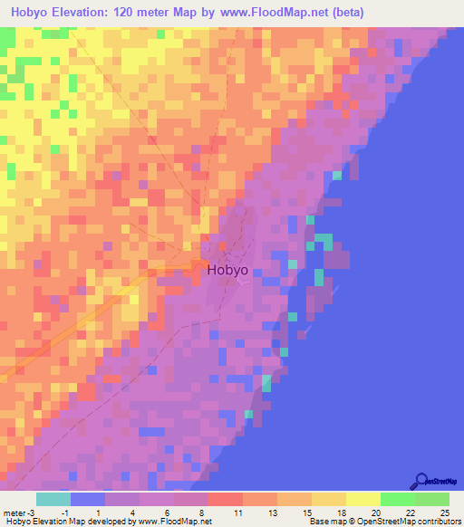 Hobyo,Somalia Elevation Map