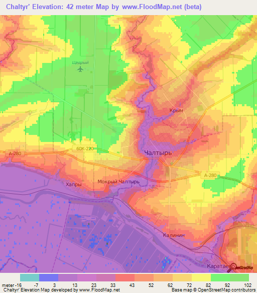 Chaltyr',Russia Elevation Map