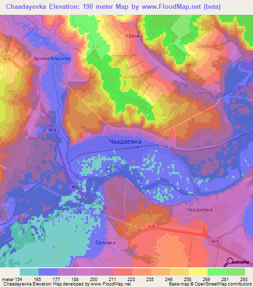 Chaadayevka,Russia Elevation Map