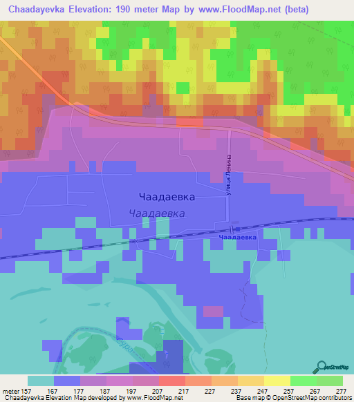 Chaadayevka,Russia Elevation Map