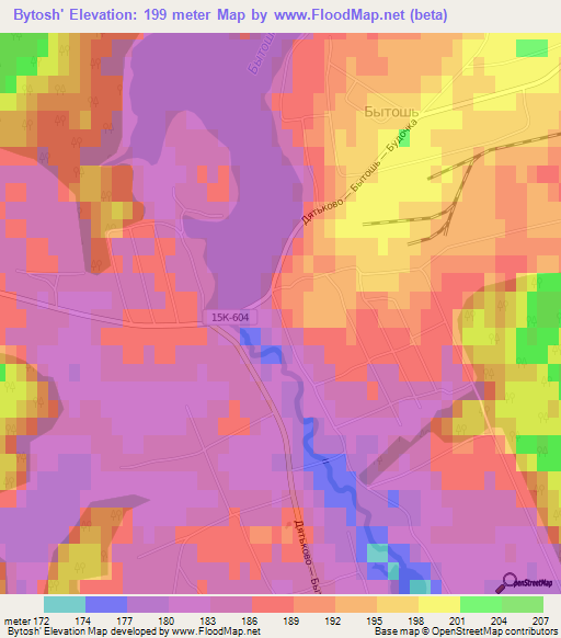 Bytosh',Russia Elevation Map