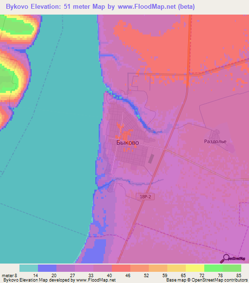 Bykovo,Russia Elevation Map