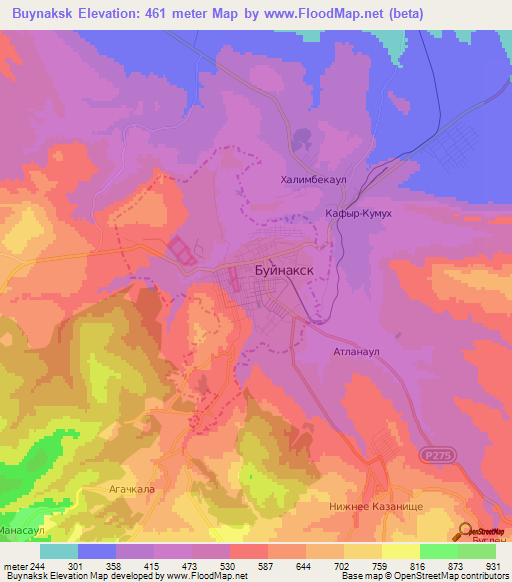 Buynaksk,Russia Elevation Map