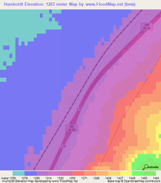 Humboldt,US Elevation Map