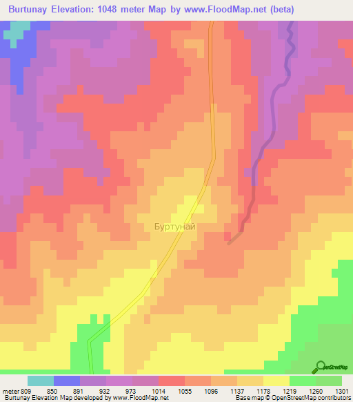 Burtunay,Russia Elevation Map